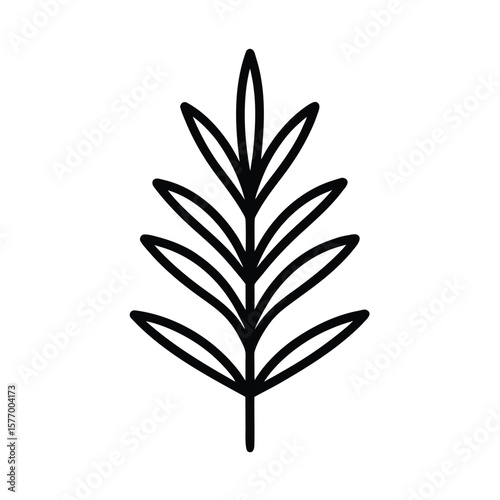 Rosemary Sprout Outline Vector Illustration