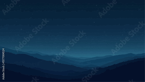 Night Sky Over Mountain Ranges with Stars in Clear Dark Sky