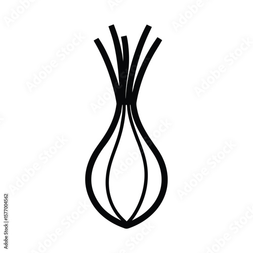 Scallion Stalk Outline Vector Illustration