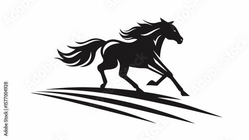Running Horse Silhouette Vector – Wild Galloping Black Art Design