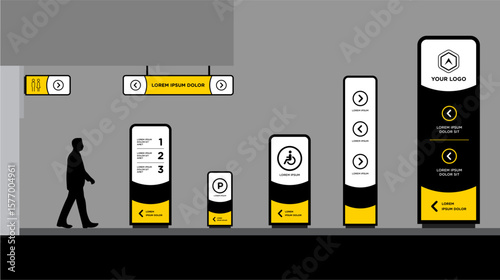 Exterior and interior signage template set corporate identity