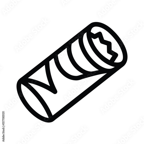 Spring Roll With Filling Outline Vector Illustration