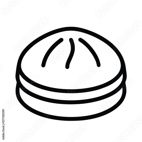 Steamed Bun Outline Vector Illustration