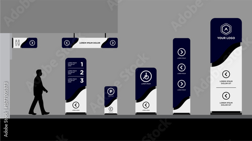 Exterior and interior signage template set corporate identity
