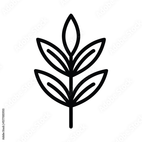 Tarragon Sprout Outline Vector Illustration