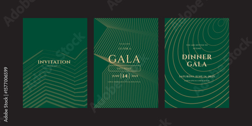 Elegant Green Gala Dinner Invitation Templates Vector Design