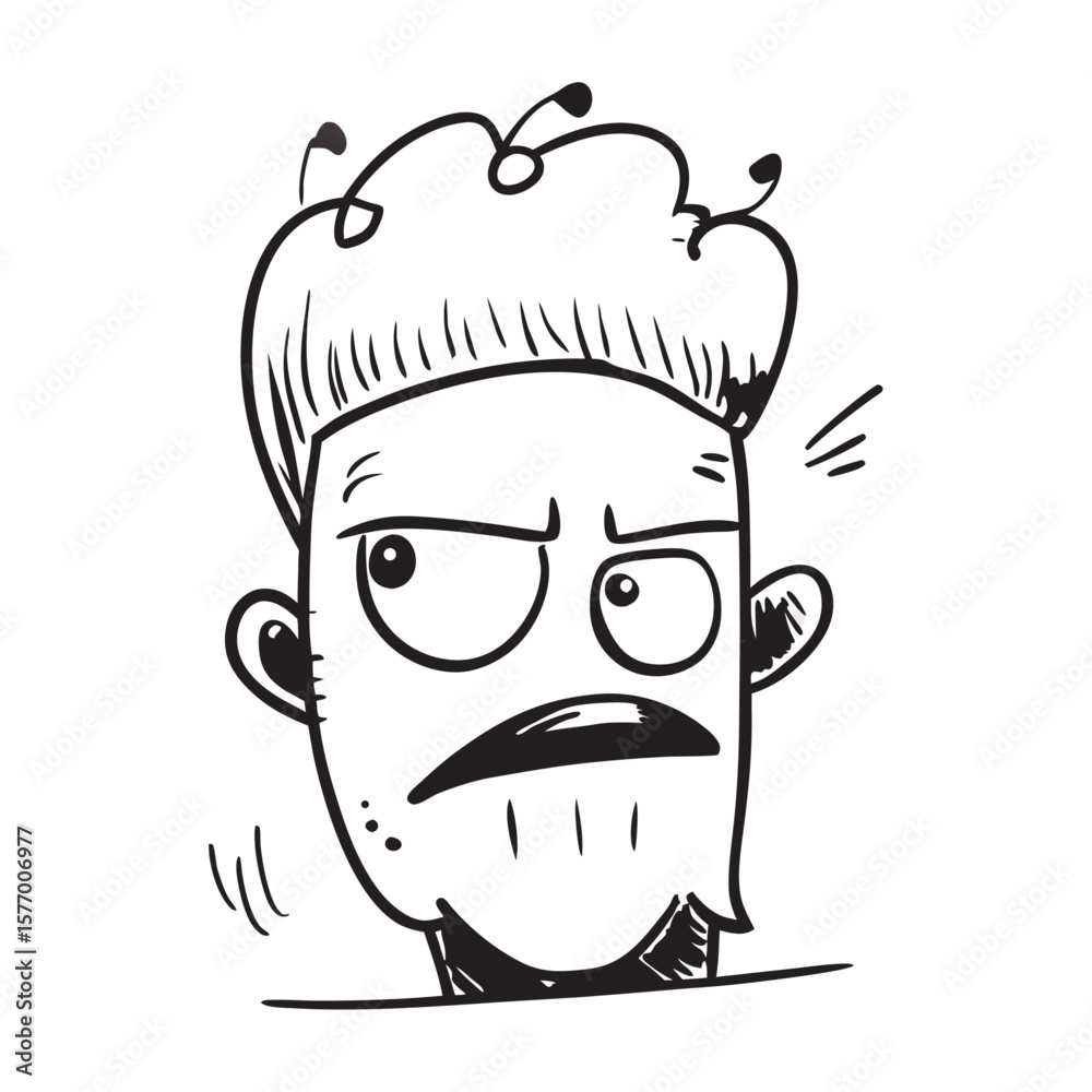 Fototapeta premium Simple Black and White Cartoon Character Illustration With a Humorous Expression