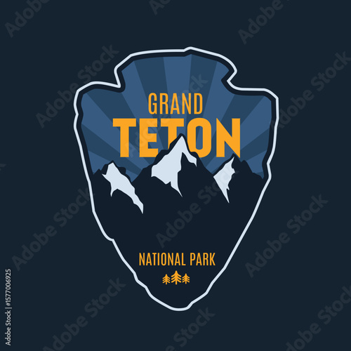 Grand Teton Night Scenery Perfect for Badge, etc