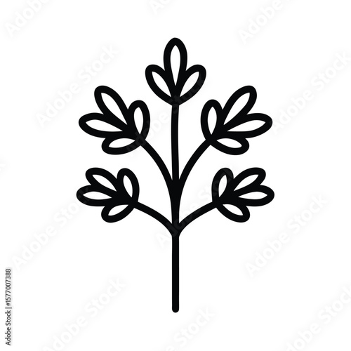 Watercress Sprig Outline Vector Illustration