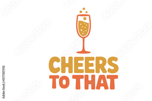 Champagne glass flat vector orange yellow palette poster