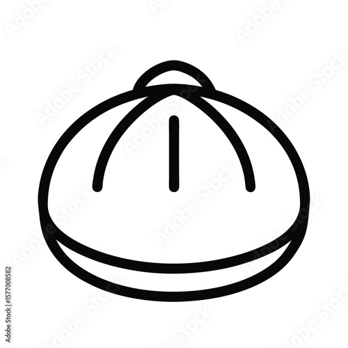 Bao Bun Outlined In Black Vector Illustration