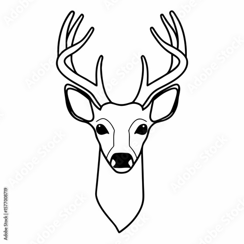 Deer Head Line Art – Minimalist Buck Antlers Wildlife Illustration