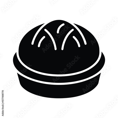 Bao Bun With Fold Outline Vector Illustration