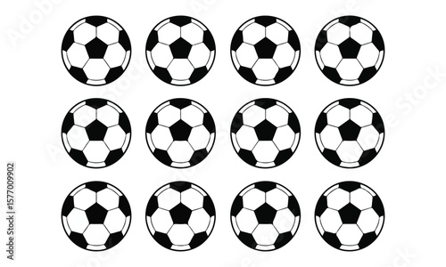 Soccer Football Ball Black And White Pattern Set
