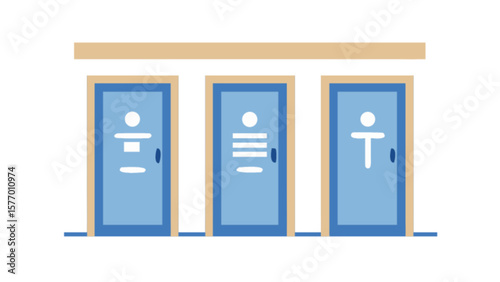 Restroom bathroom toilet doors public place wc lavatory signs gender neutral accessibility symbol icon vector