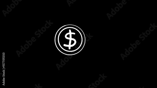 Easy to use hand drawn dollar sign in doodle or scribble style