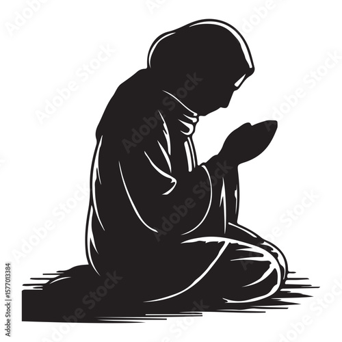 Silhouette of Person Praying: Spiritual Devotion & Worship