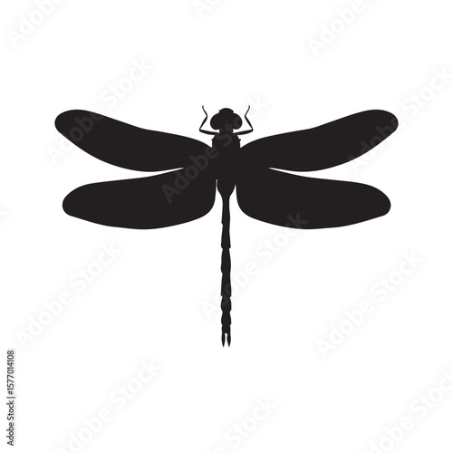 Top view dragonfly flying silhouette vector illustration design on white background