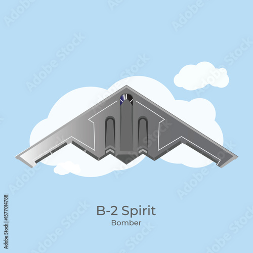 B-2 Spirit bomber is a multi-role bomber capable of delivering both conventional and nuclear munitions vector, illustration.
