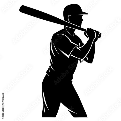 Baseball Player Silhouette Holding Bat batter