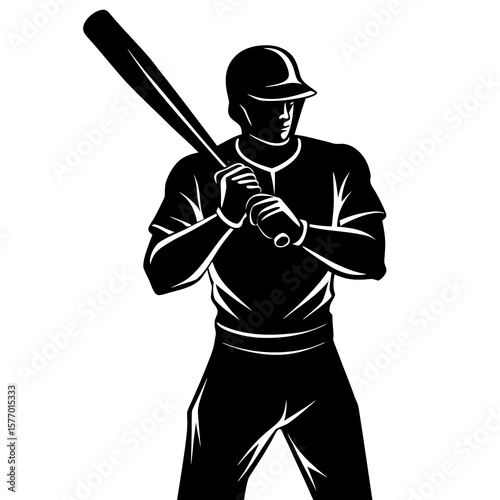 Baseball player holding bat ready to swing batter sports