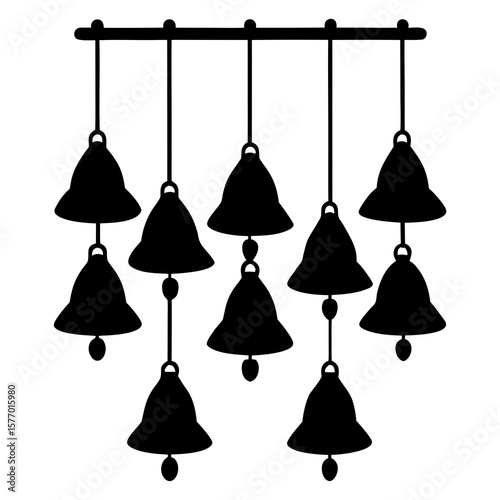 Black silhouette of hanging bells decorative