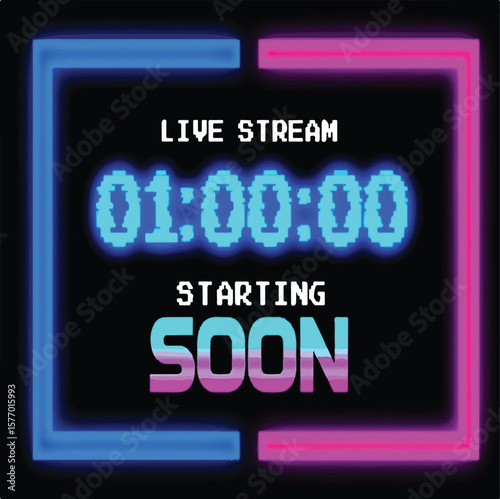 Live Stream Countdown Timer – Starting Soon Neon Display