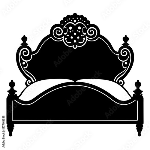 Ornate vintage bed silhouette with pillows ornate headboard