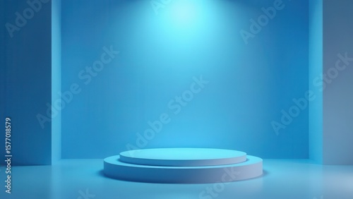 blue stage with spotlight