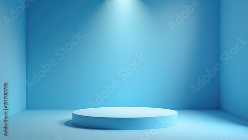 blue stage with spotlight
