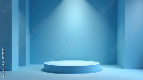 blue stage with spotlight