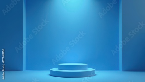 blue stage with spotlight