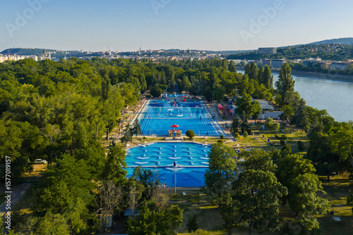 Photography Hungary, Budapest, Margit island, Palatinus Strand beach is a very popular recreation place for tourists and citizens