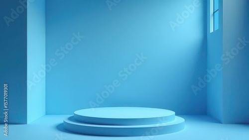 blue stage with spotlight