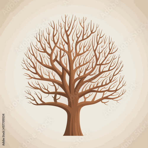 Stylized bare tree with intricate branches against a soft gradient background