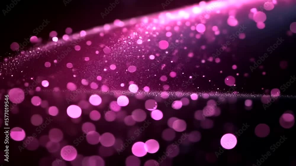 Abstract particle animation with pink light and bokeh effects creating a magical atmosphere