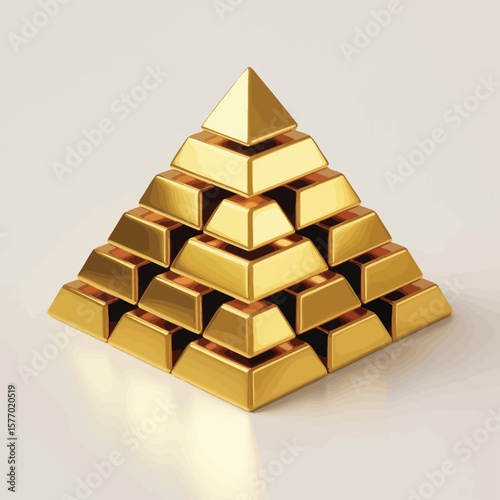 Stacked pyramid of shiny gold bars representing wealth and success