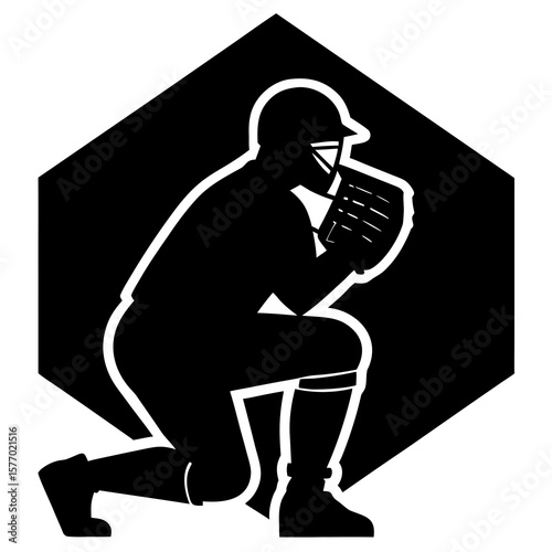 Baseball catcher crouched ready sports