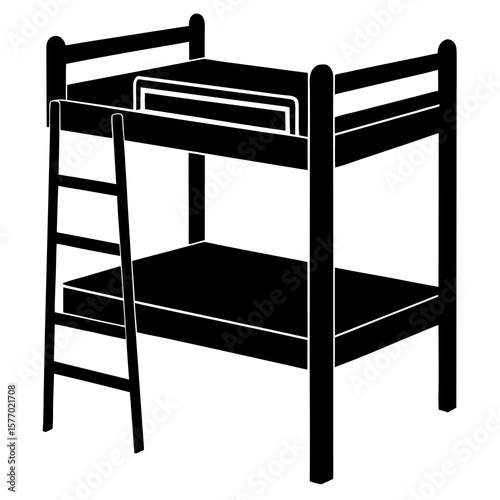 Black bunk bed with ladder furniture sleeping