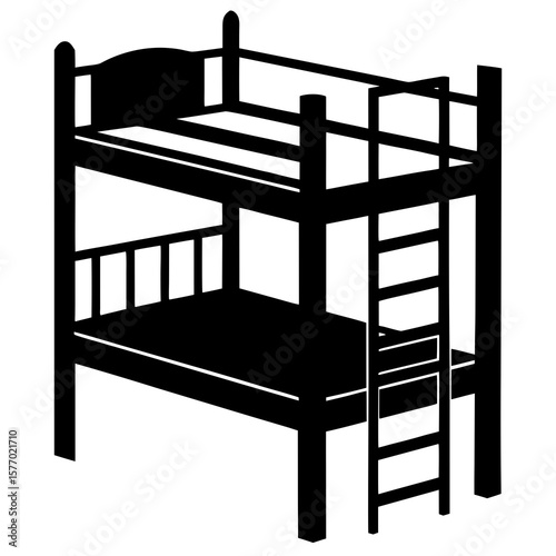 Black bunk bed with ladder double bed sleeping