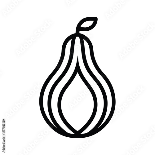 Pear Outlined In Bold Vector Illustration