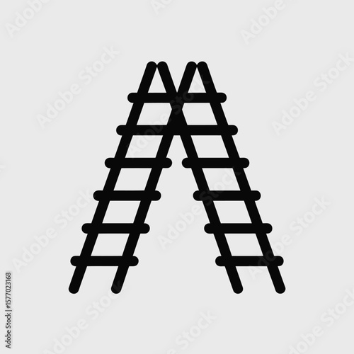 Abstract geometric representation of two intersecting ladders forming an a shape