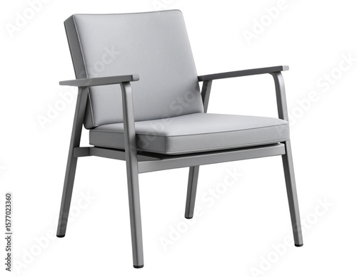 Wallpaper Mural 3D Render of Sleek Gray Outdoor Garden Chair with Metal Frame, isolated on transparent background PNG Torontodigital.ca