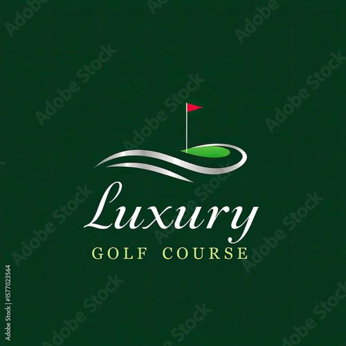 Sleek luxury golf course logo featuring a putting green and flag, ideal for upscale resorts and exclusive clubs.