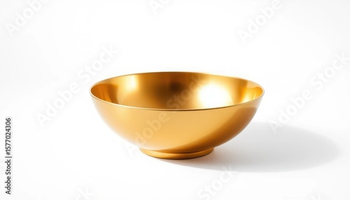 A golden bowl displayed on a white background for decorative or culinary purposes