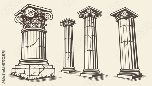 Download antique greek roman architecture columns vector illustration ionic doric corinthian order design 100
