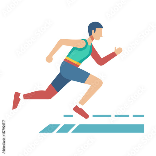 Athlete running on a track with a black background
