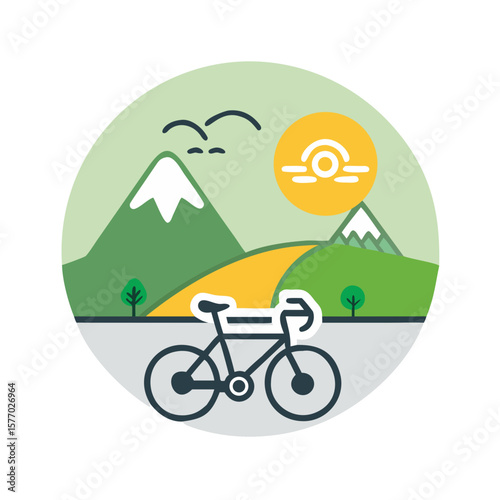 Bicycle ride through scenic mountains and countryside