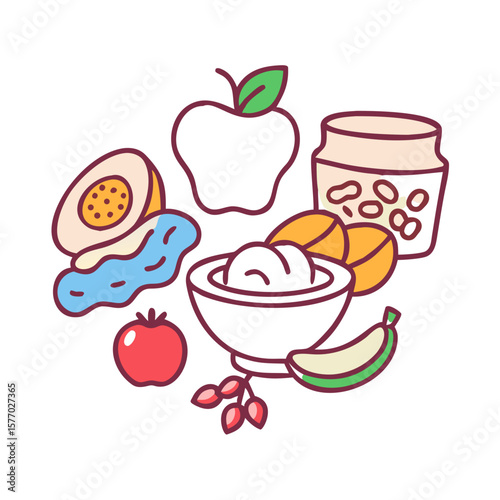 Healthy food assortment with fruits vegetables and nuts