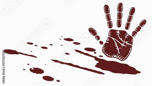 Bloody handprint vector illustration for crime scene investigation and forensic analysis design element vector